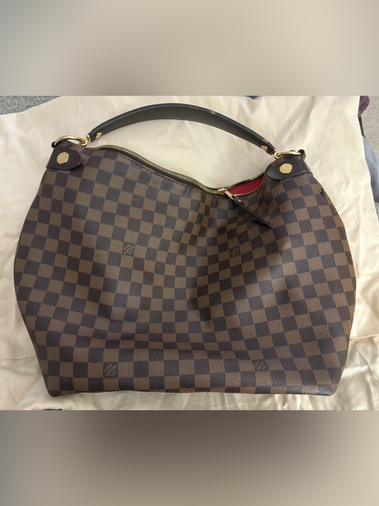 Louis Vuitton Handbags - Louis Vuitton Brown Damier Ebene Shoulder Bag with Red Accent